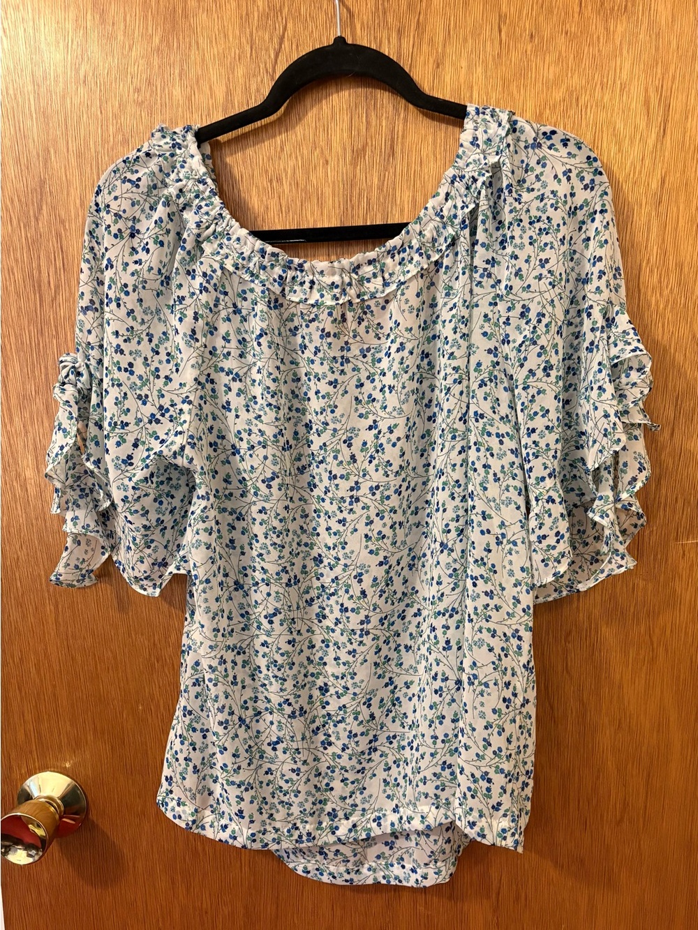Max Studio Floral Ruffle Tie-Sleeve Peasant Top - Picture 5 of 7
